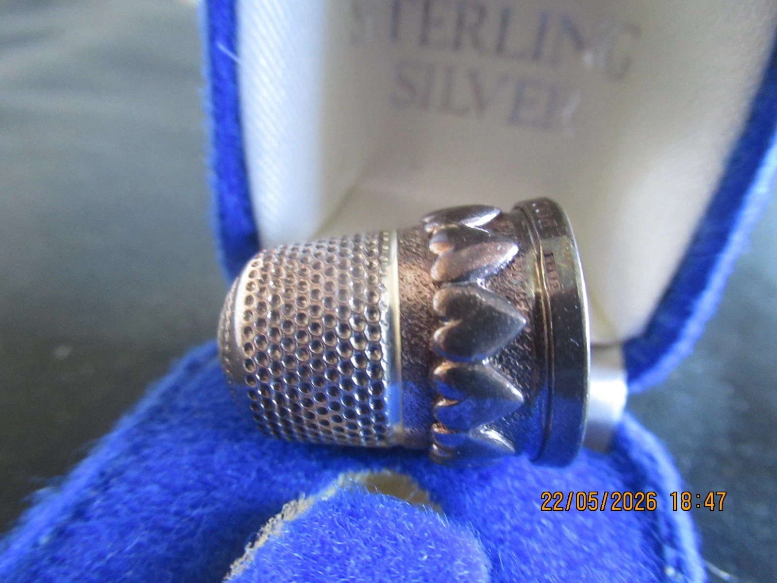Vintage Sterling Silver Thimble in box Worth