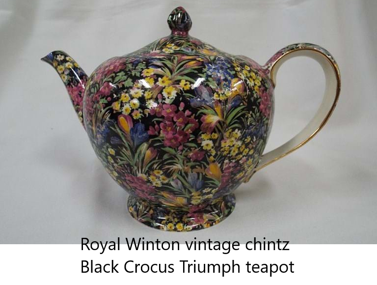 Royal Winton vintage chintz Black Crocus teapot.png